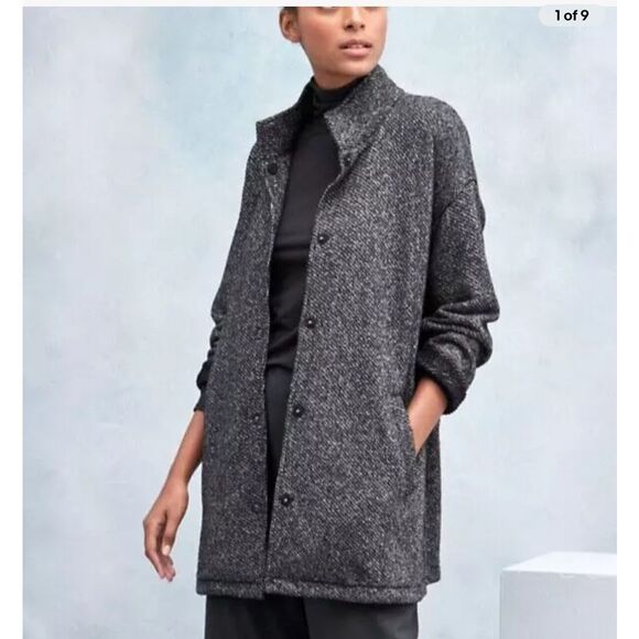 Eileen Fisher Women`s $278 Organic Cotton Terry Stand Collar Jacket shacket smal - Picture 2 of 12